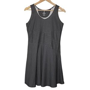 Women's Prana Gray Black Geometric Casual Pullover Scoop Neck Midi Dress Size XS